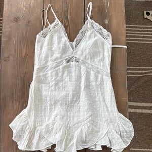 Elegant White Lace Trimmed dress